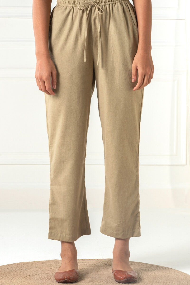 Roza Siya Khaki Cotton Pants