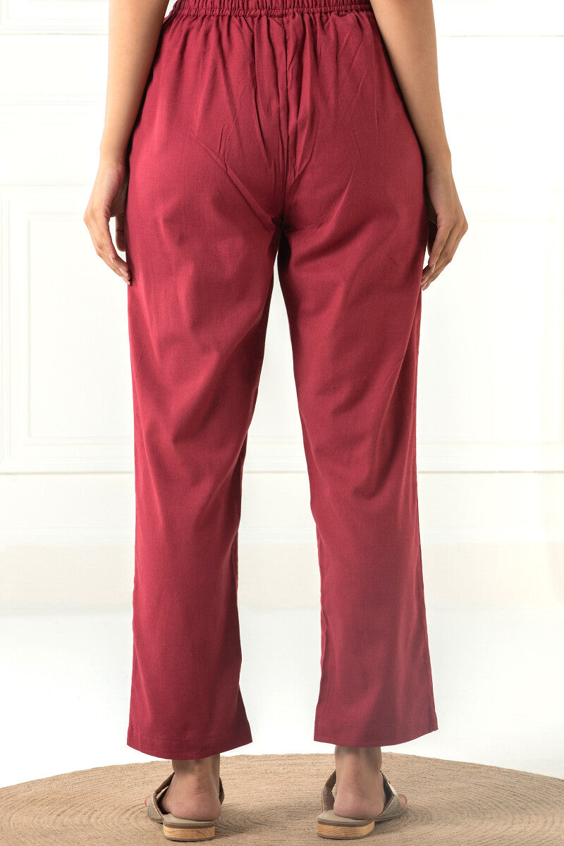 Roza Siya Maroon Cotton Pants