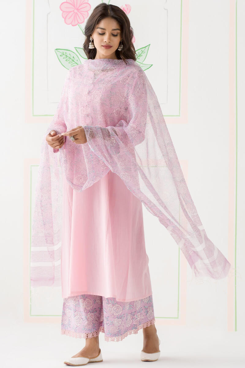 Gulbarg Pink Handloom Kurta