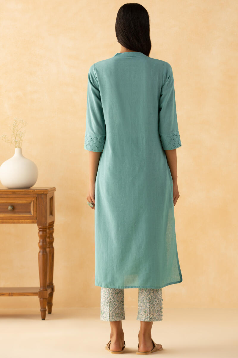 Gulbarg Blue Handloom Kurta