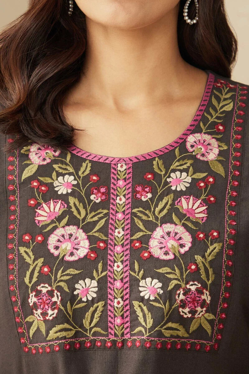 Roza Zoya Brown Kurta