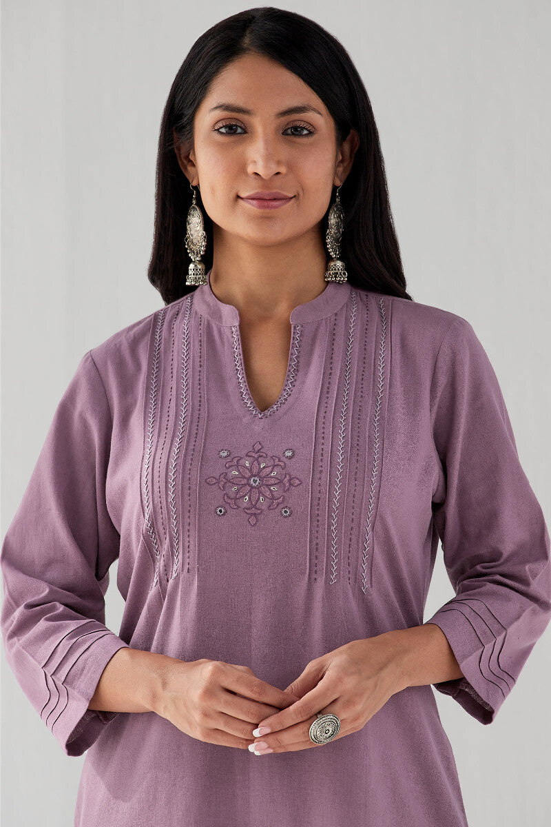 Kashida Nusrat Flax Cotton Kurta