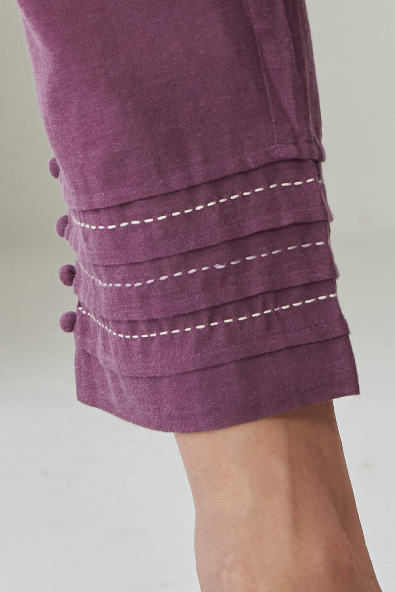 Kashida Purple Handloom Narrow Pants