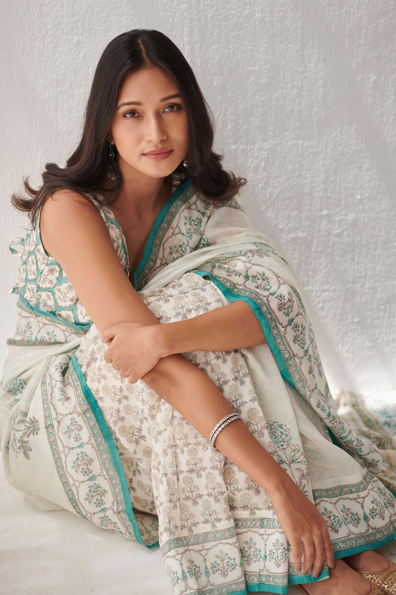 Nasrine Mahin Sanganeri Chanderi Saree
