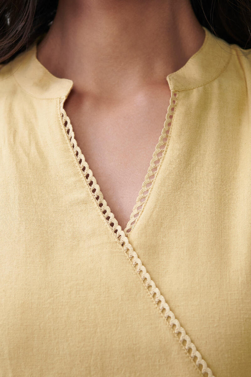 Roza Sabia Yellow Handloom Dress