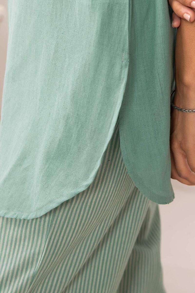 Roza Jannat Green Handloom Loungewear Set