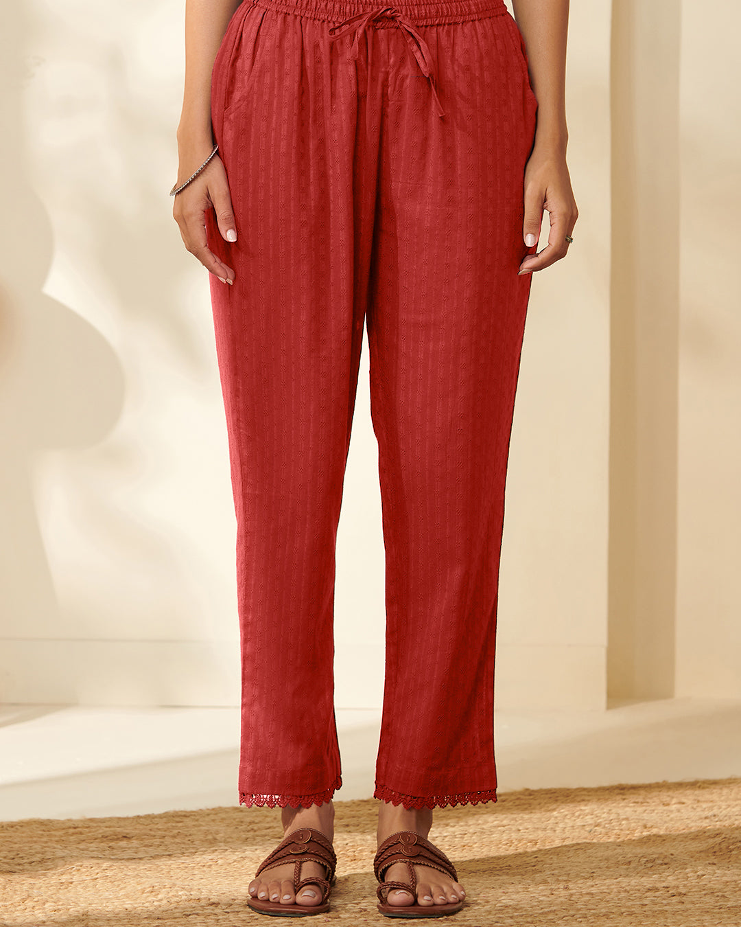 Roza Sureena Ruby Red Narrow Pants