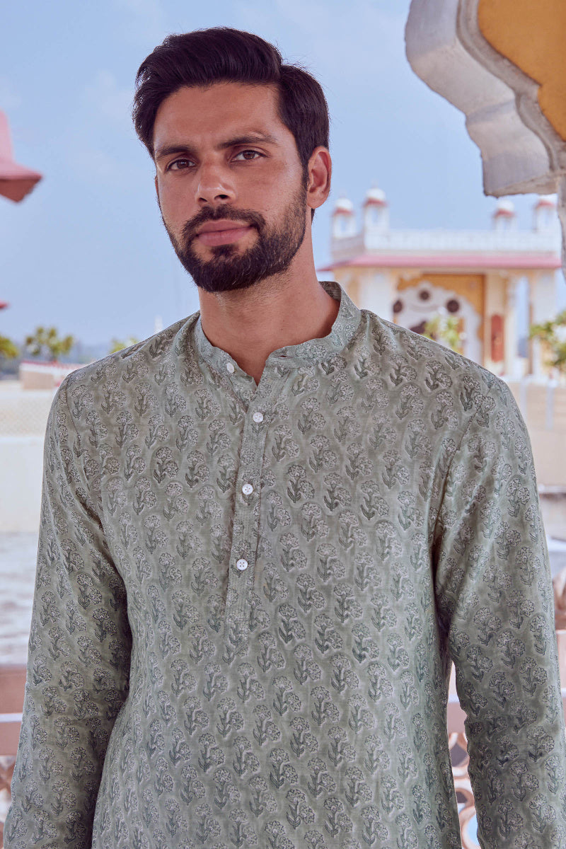 Amar Chanderi Block Printed Kurta
