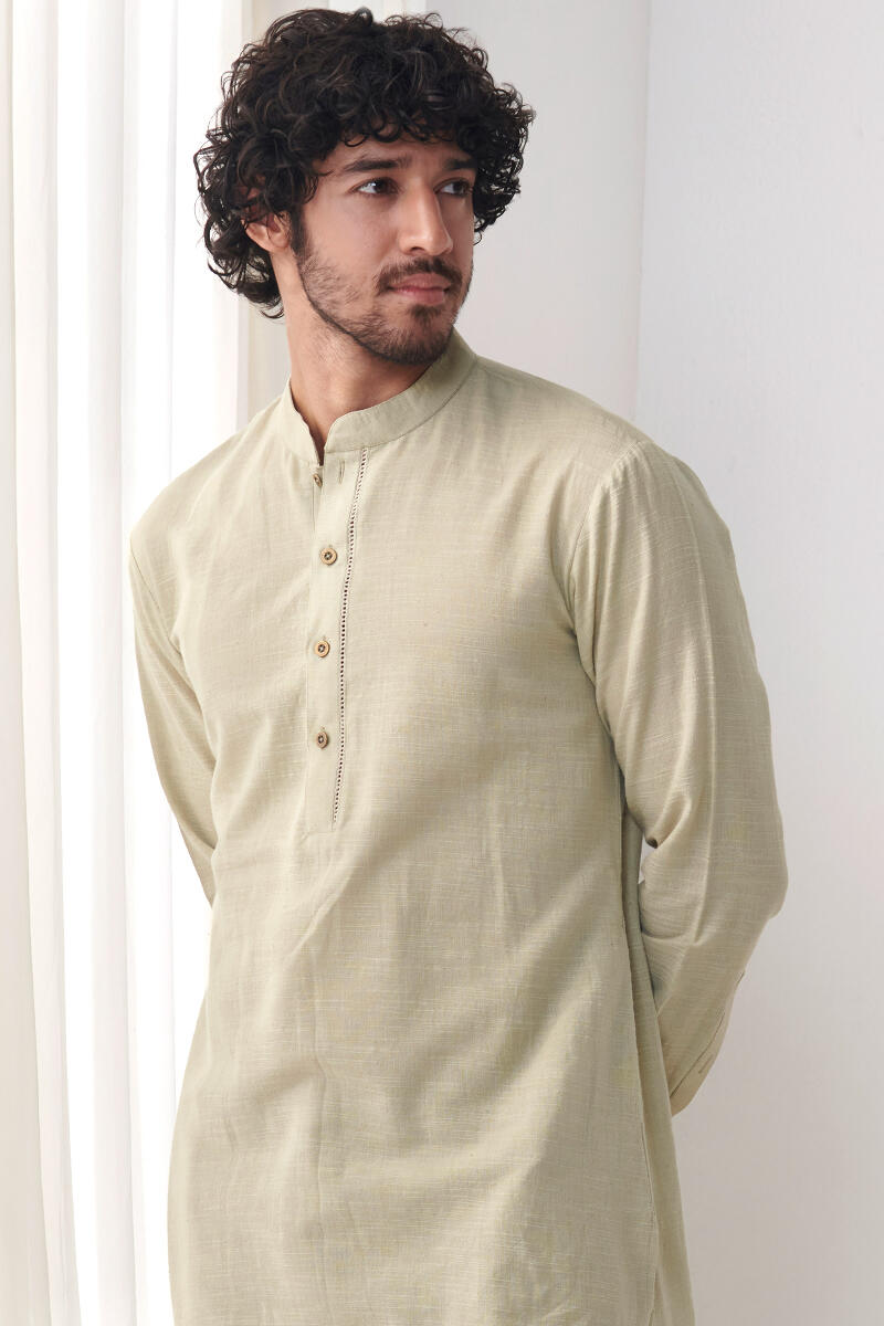 Zaid Green Handloom Kurta