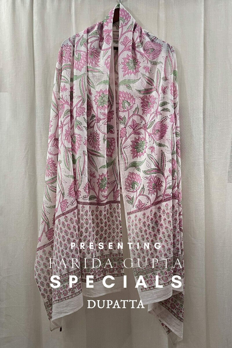 White Sanganeri Dupatta