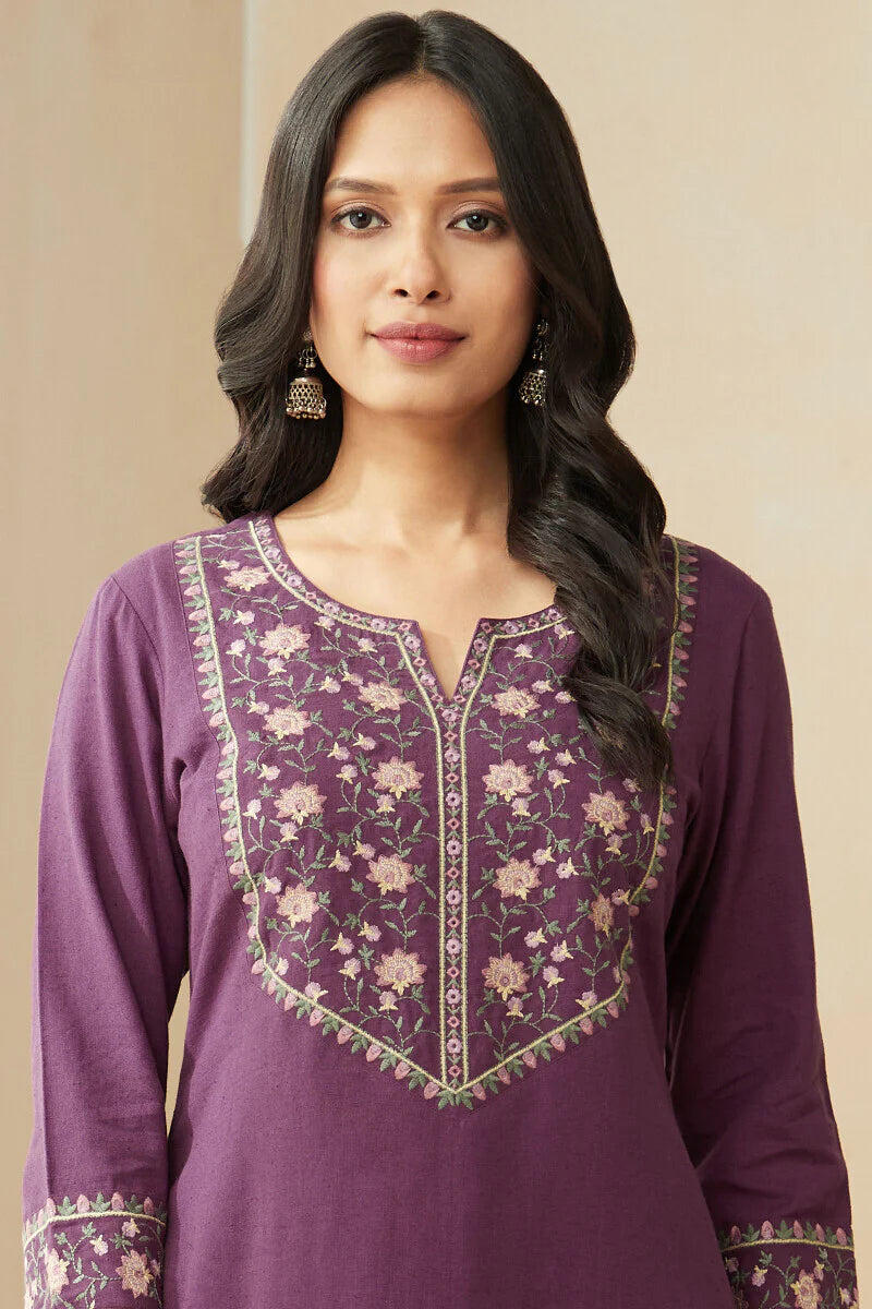 Surplus: Roza Zoya Dark Purple Kurta