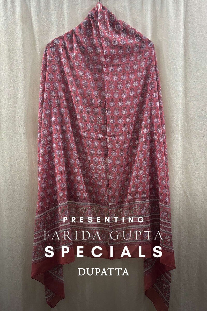 Pink Hand Block-Printed Dupatta