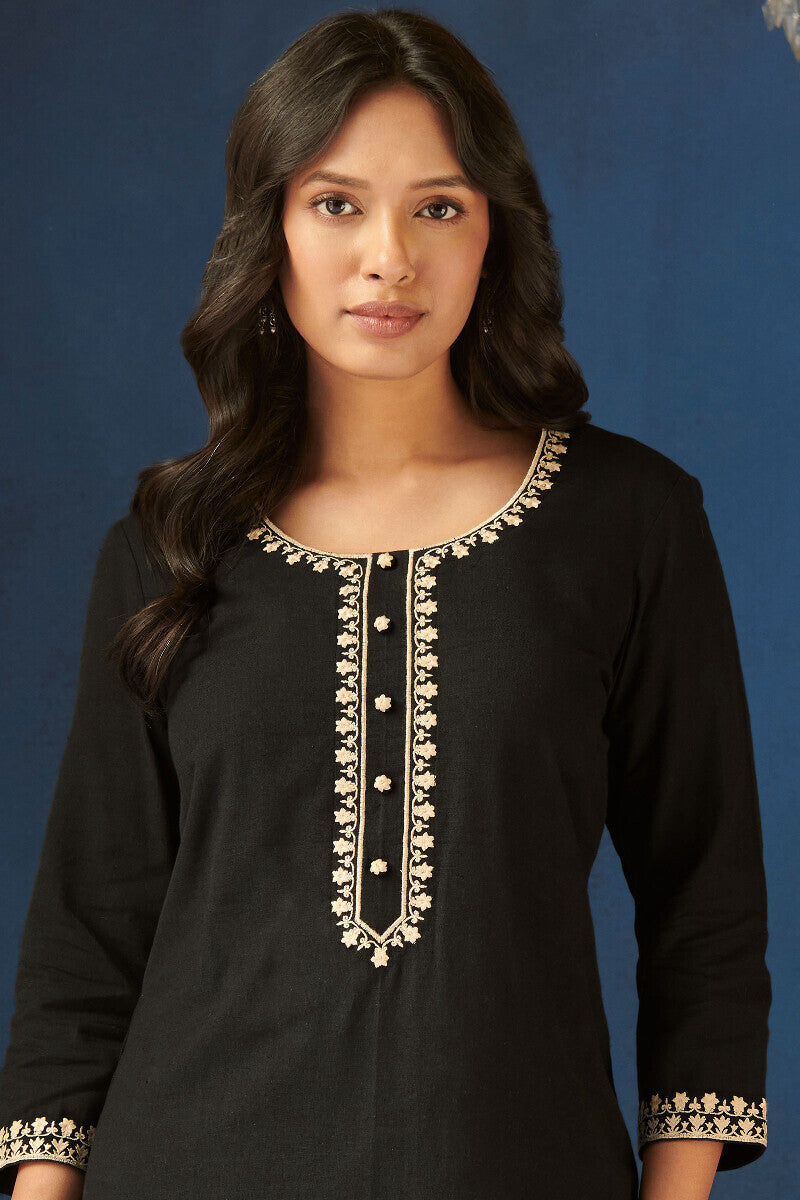 Mirza Jannat Black Kurta