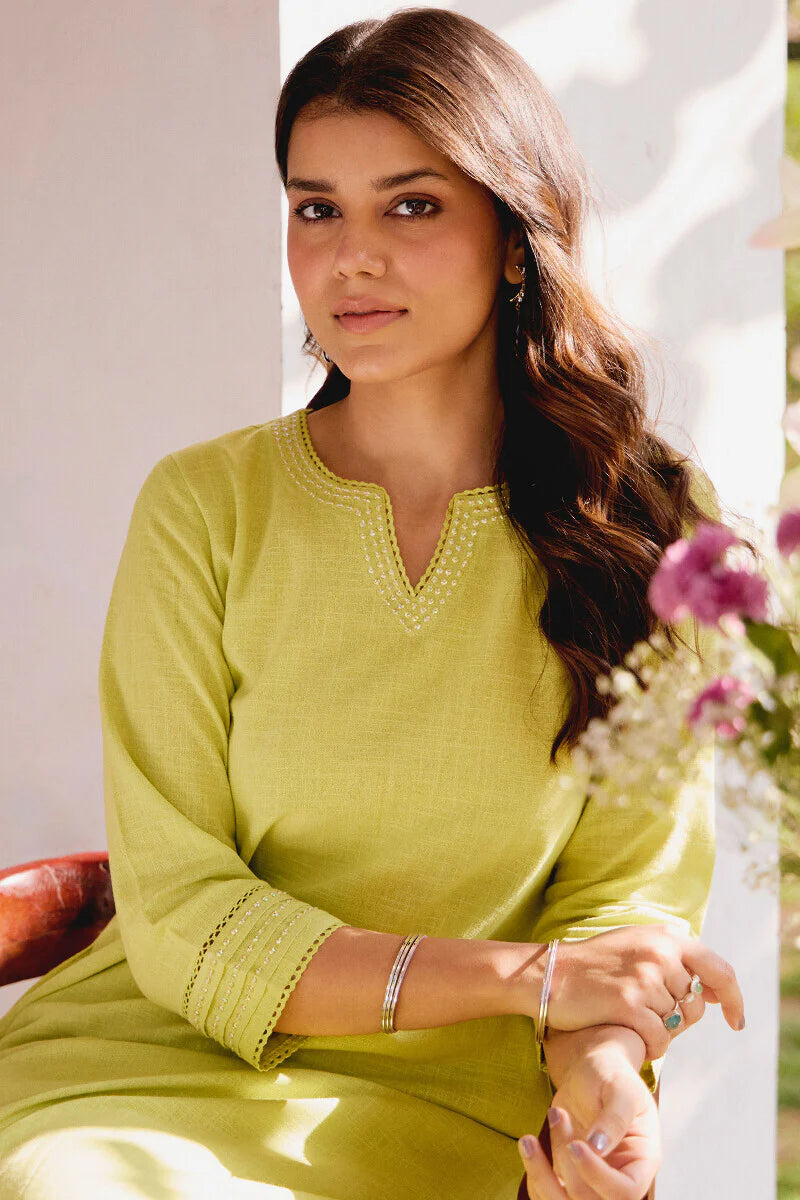 Surplus: Roza Seerat Lime Green Kurta