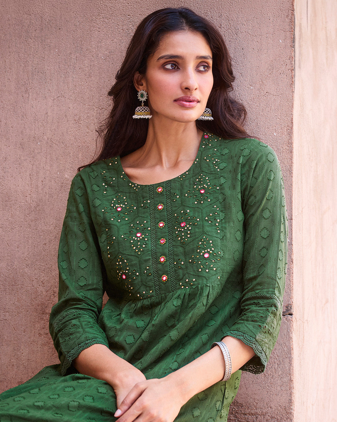 Roza Zunaira Forest Green Kurta