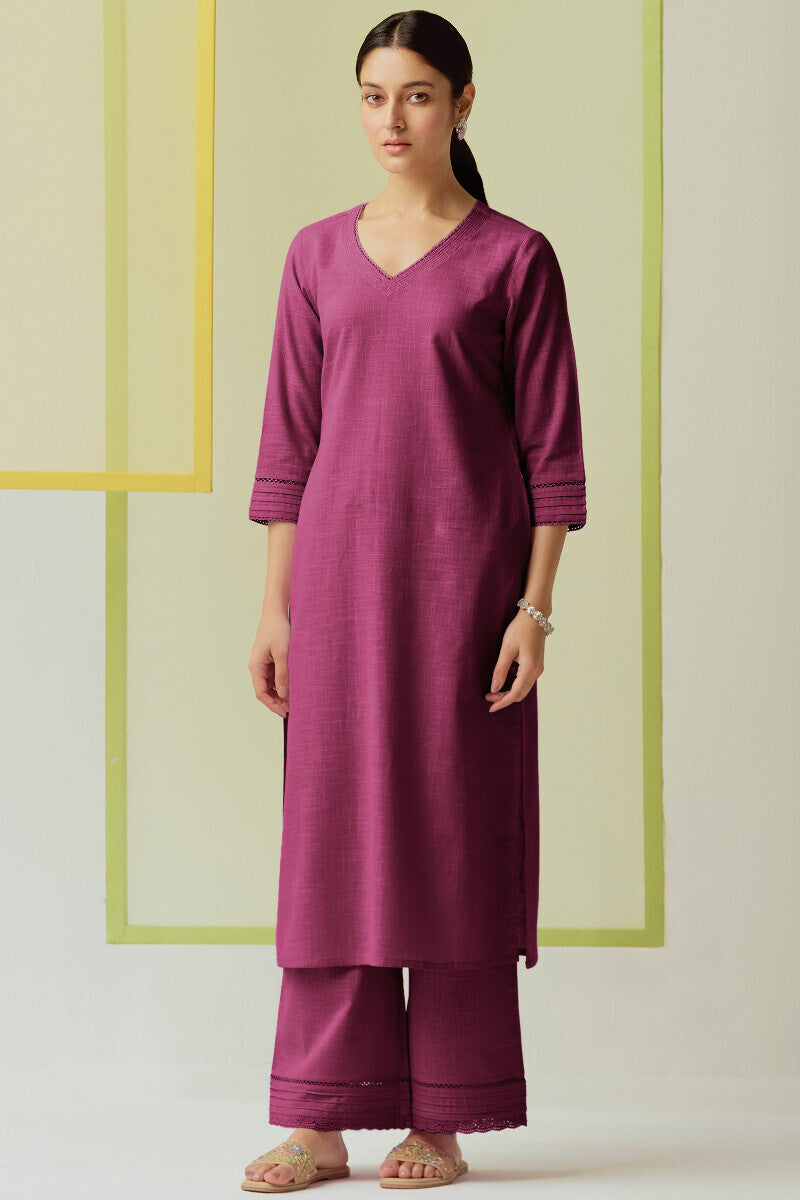 Roza Sahira Wine Kurta