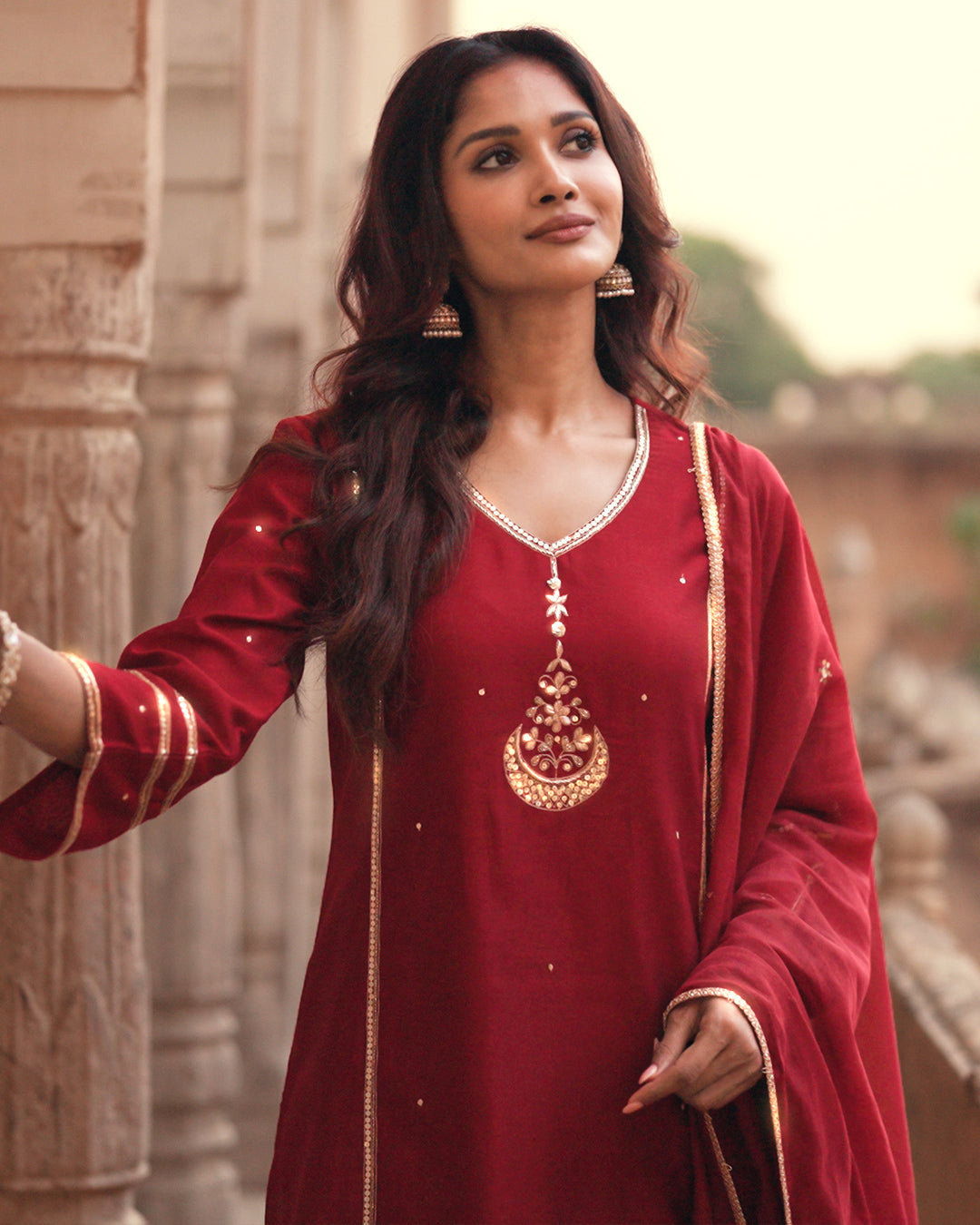 Roshanara Meher Ruby Red Kurta