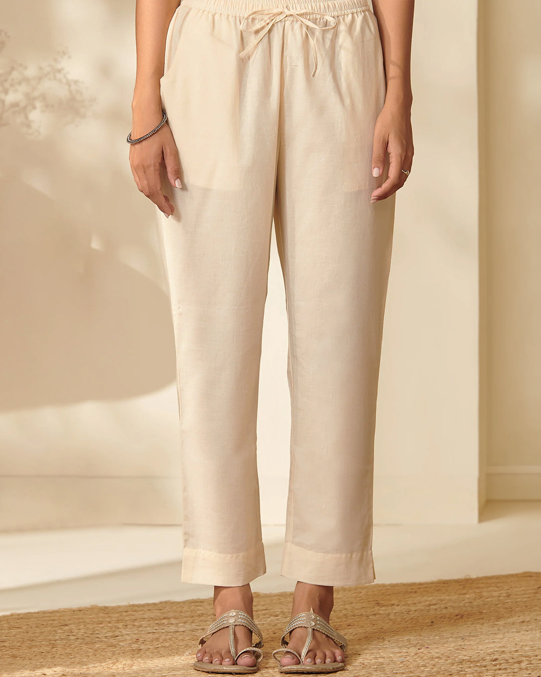 Roza Faraz Off White Narrow Pants