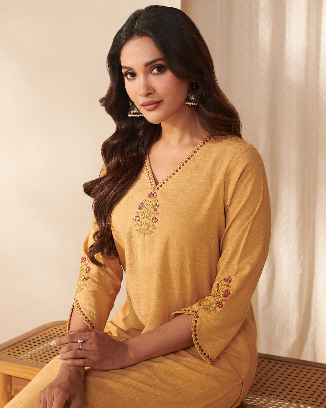 Mehraab Ameera Straw Yellow Kurta