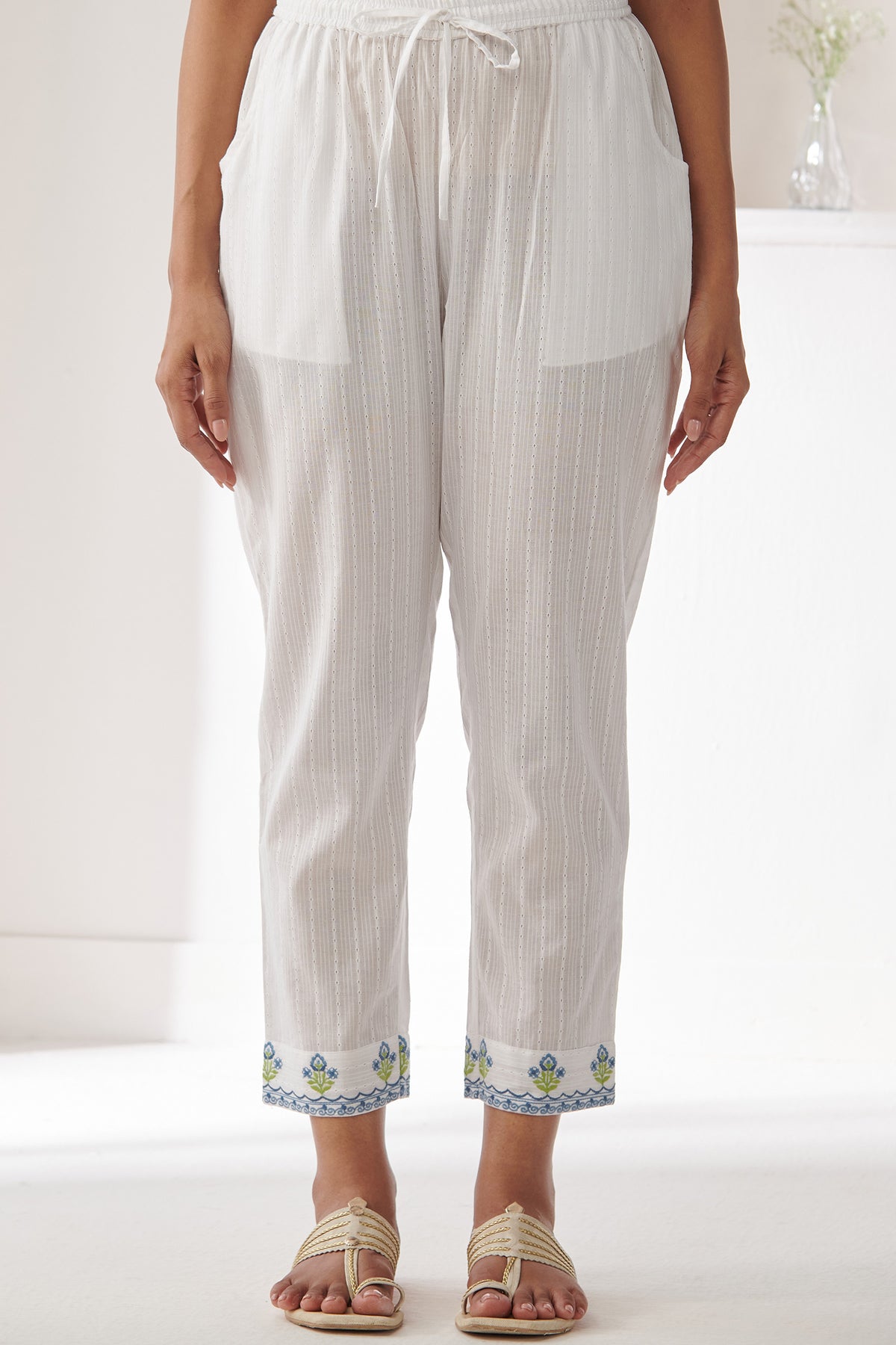 Mehraab Samaira White Narrow Pants