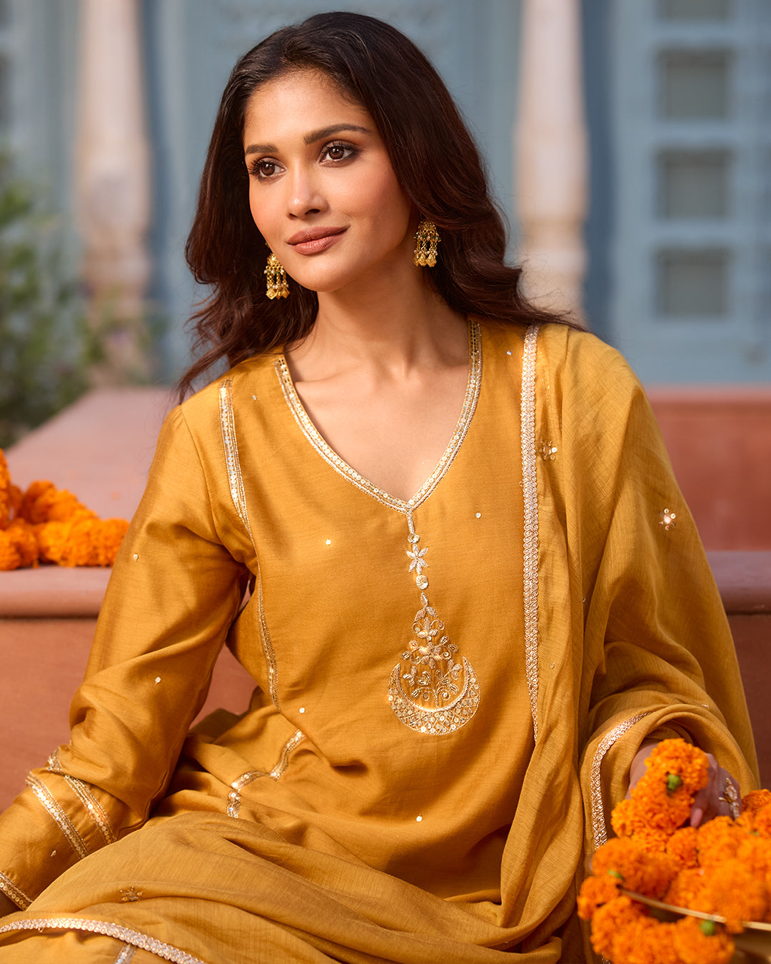 Roshanara Leela Marigold Kurta