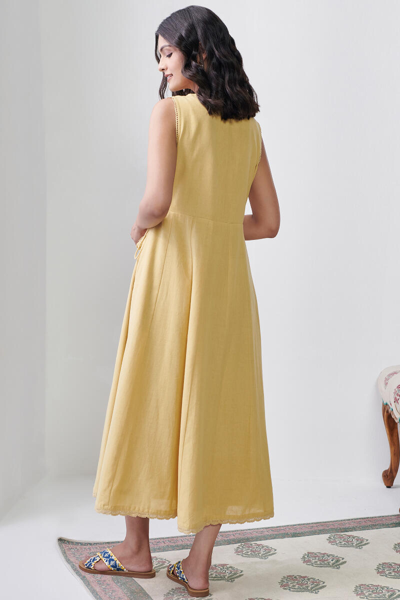 Roza Sabia Yellow Handloom Dress