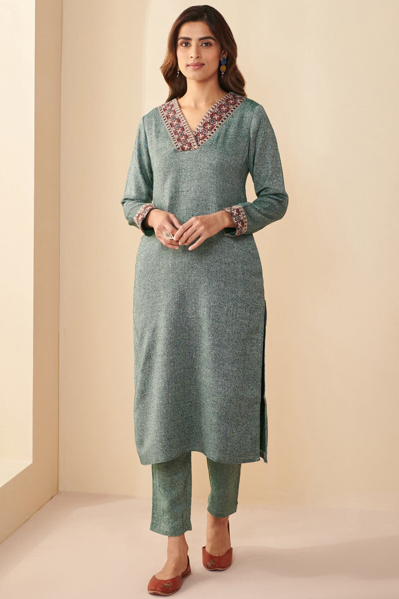 Naadirah Gauhar Faux Wool Handloom Narrow Pants