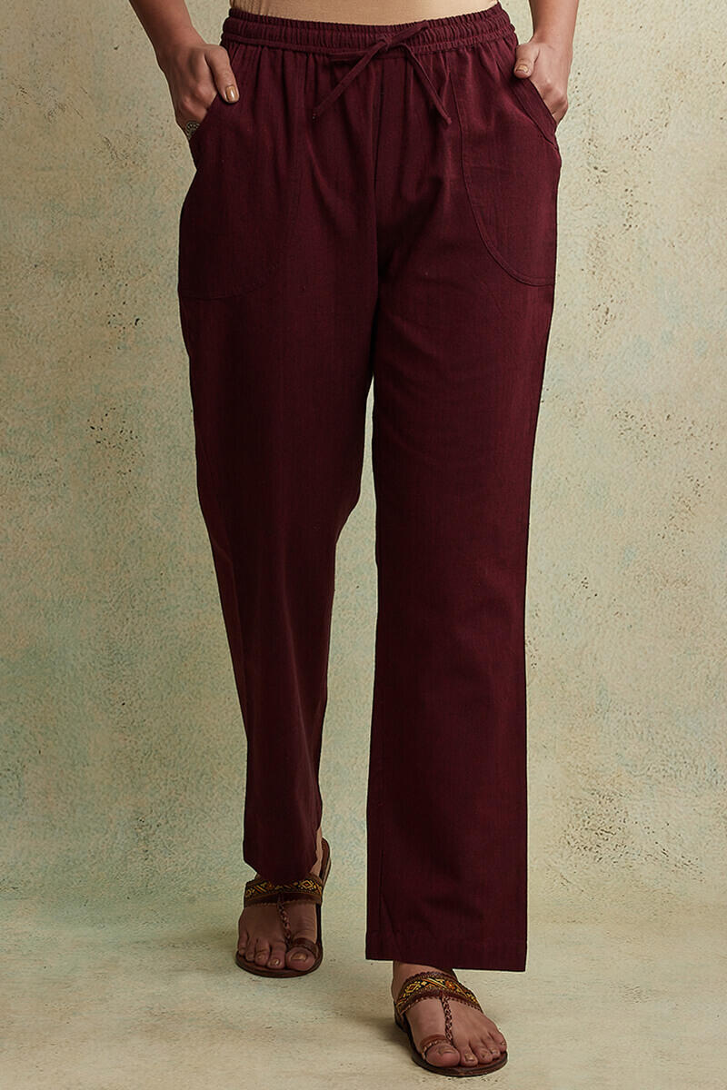 Roza Maroon Handloom Pants