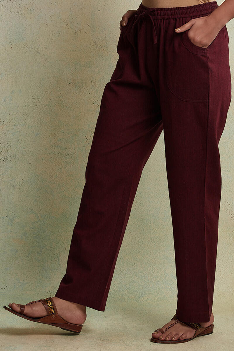 Roza Maroon Handloom Pants