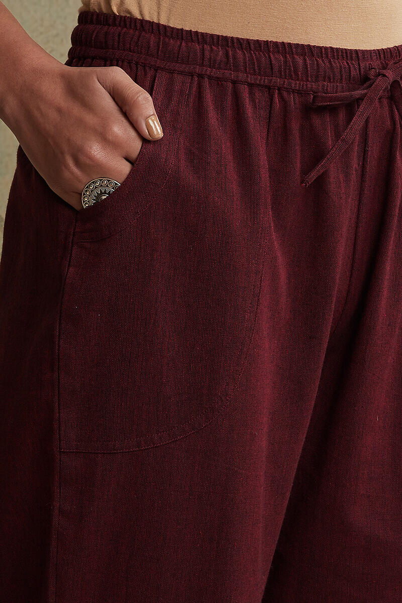 Roza Maroon Handloom Pants