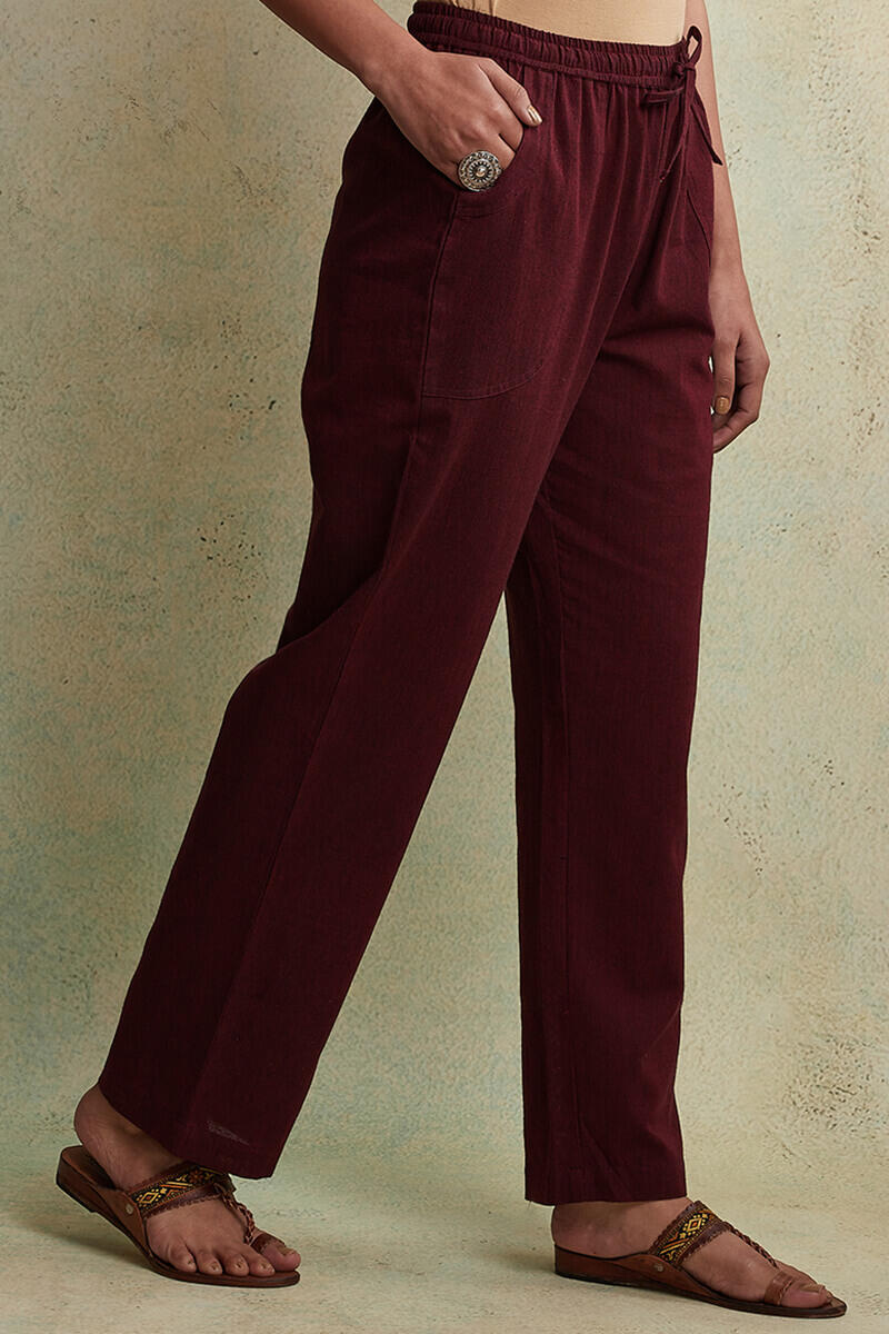 Roza Maroon Handloom Pants