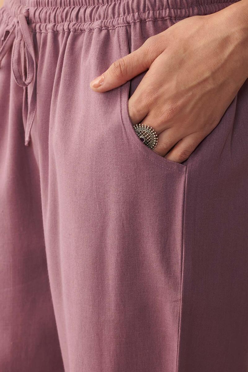Roza Maya Purple Cotton Flax Pants