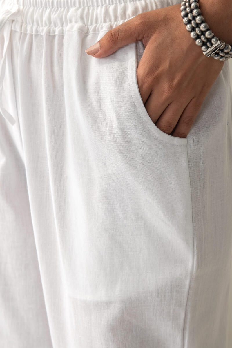 Roza White Flax Cotton Pants