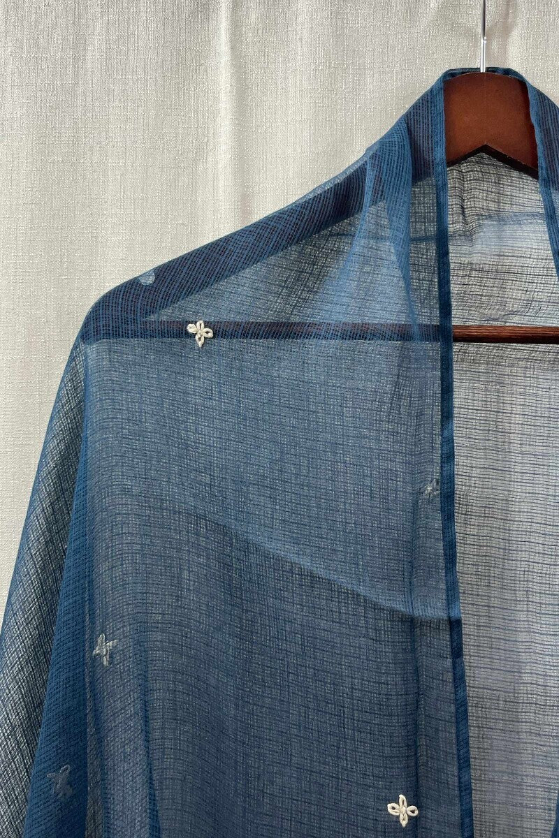 Blue Plain Handcrafted Dupatta