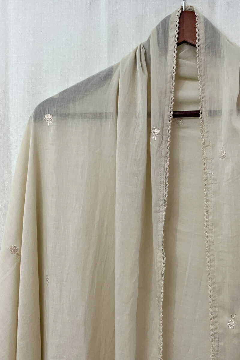 Beige Cotton Mul Dupatta