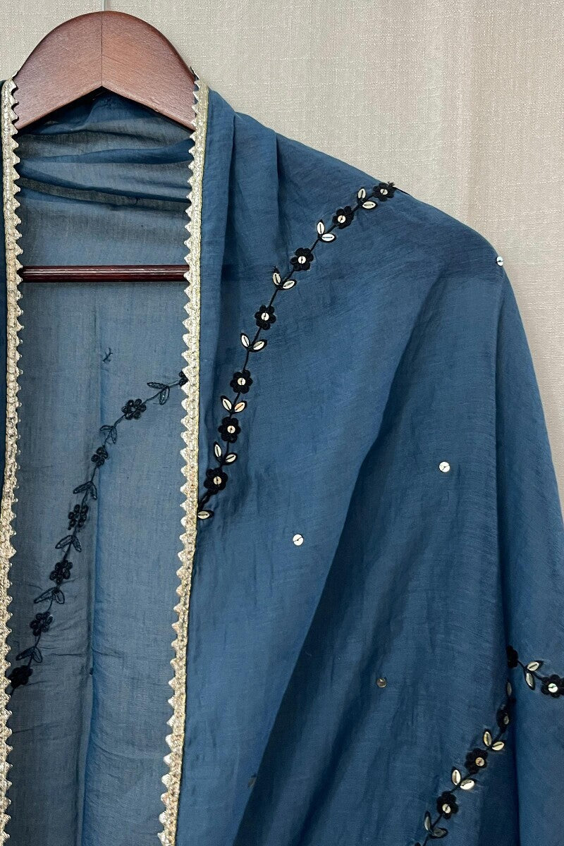 Blue Embroidered Dupatta