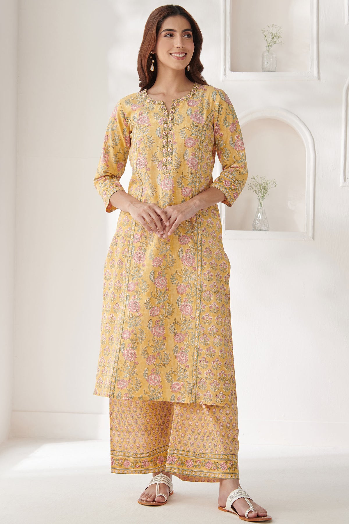 Gulshan Bagh Fizah Yellow Sanganeri Kurta