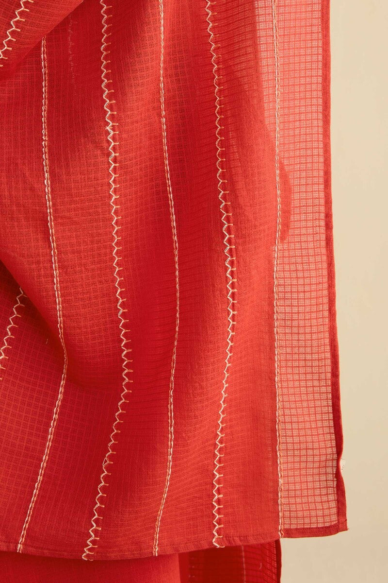 Kashida Kiara Red Dupatta