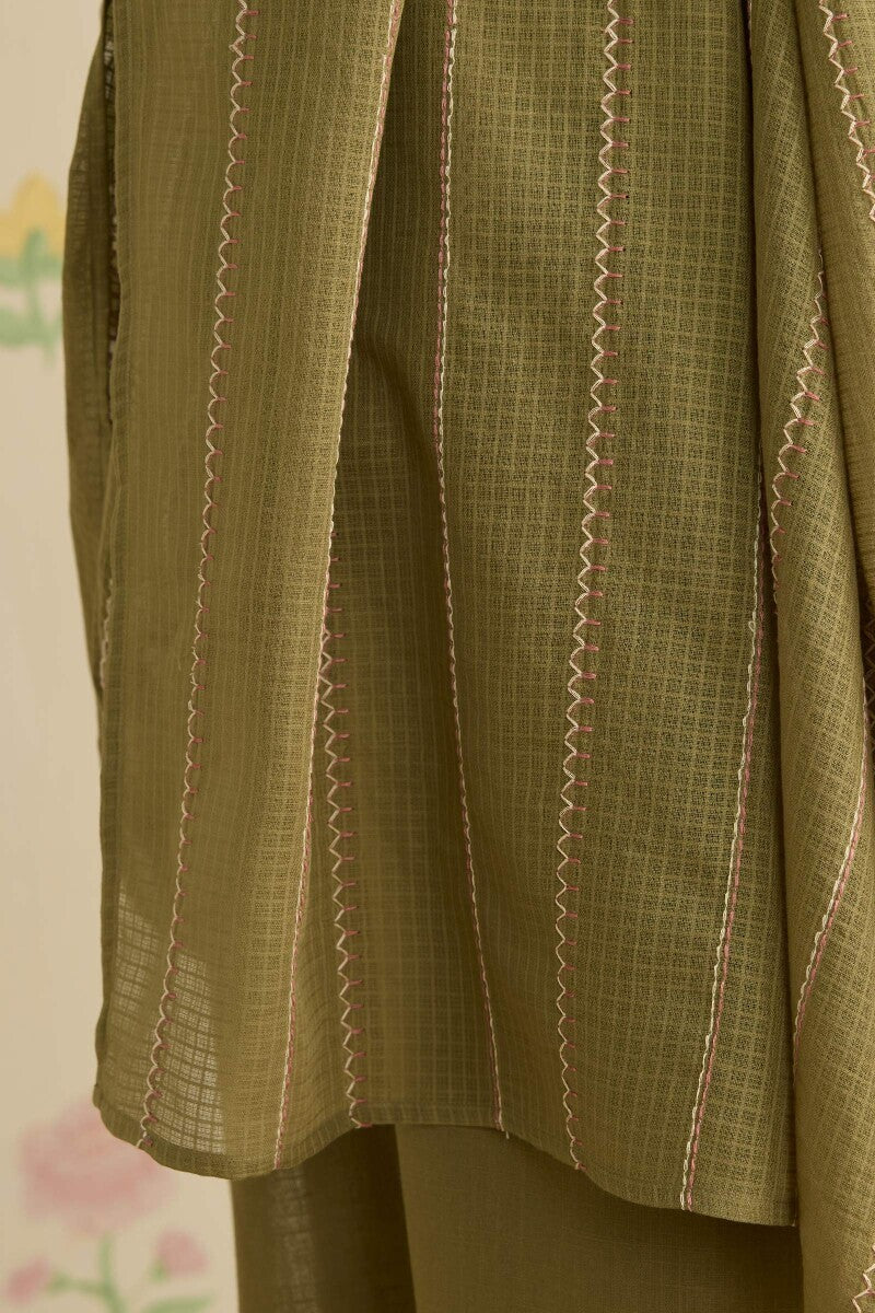 Kashida Kiara Olive Green Dupatta