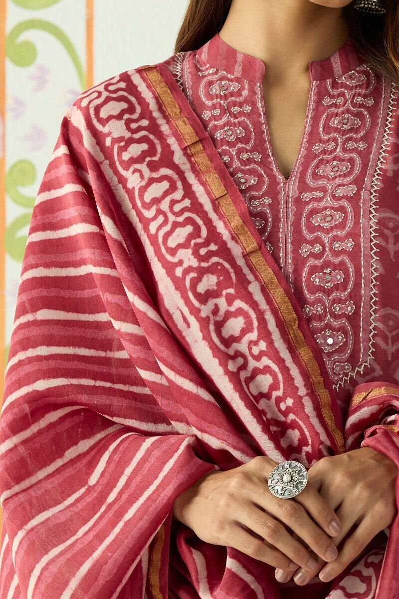 Sehra Zarah Pink Dabu Chanderi Dupatta