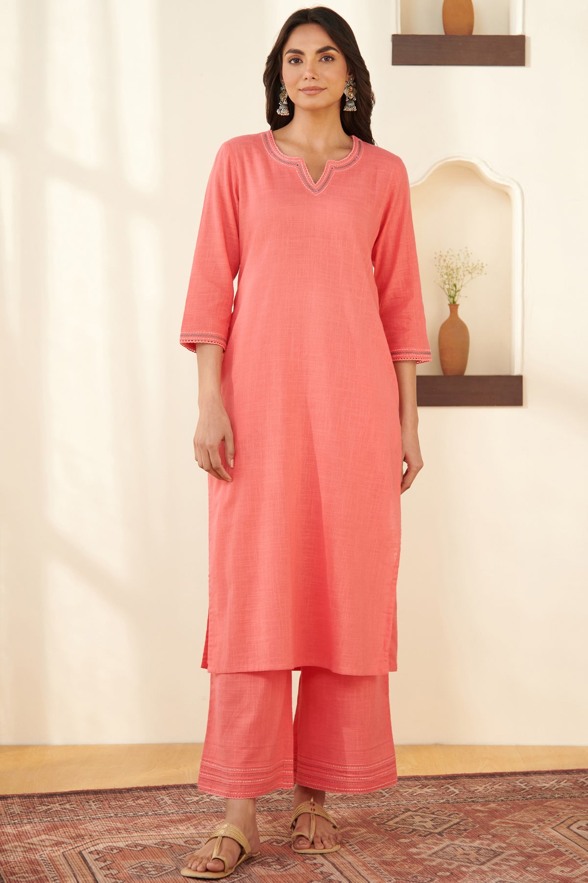 Surplus: Roza Mehnaz Pink Kurta