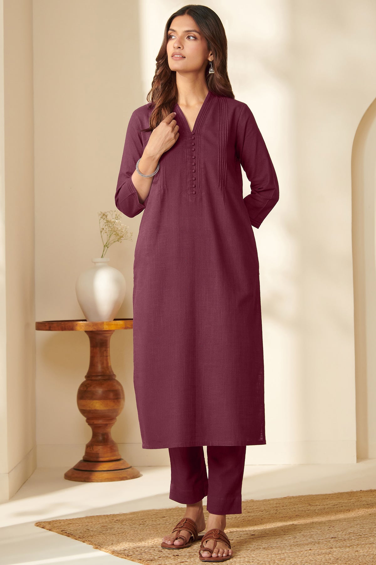 Roza Wahida Burgundy Kurta