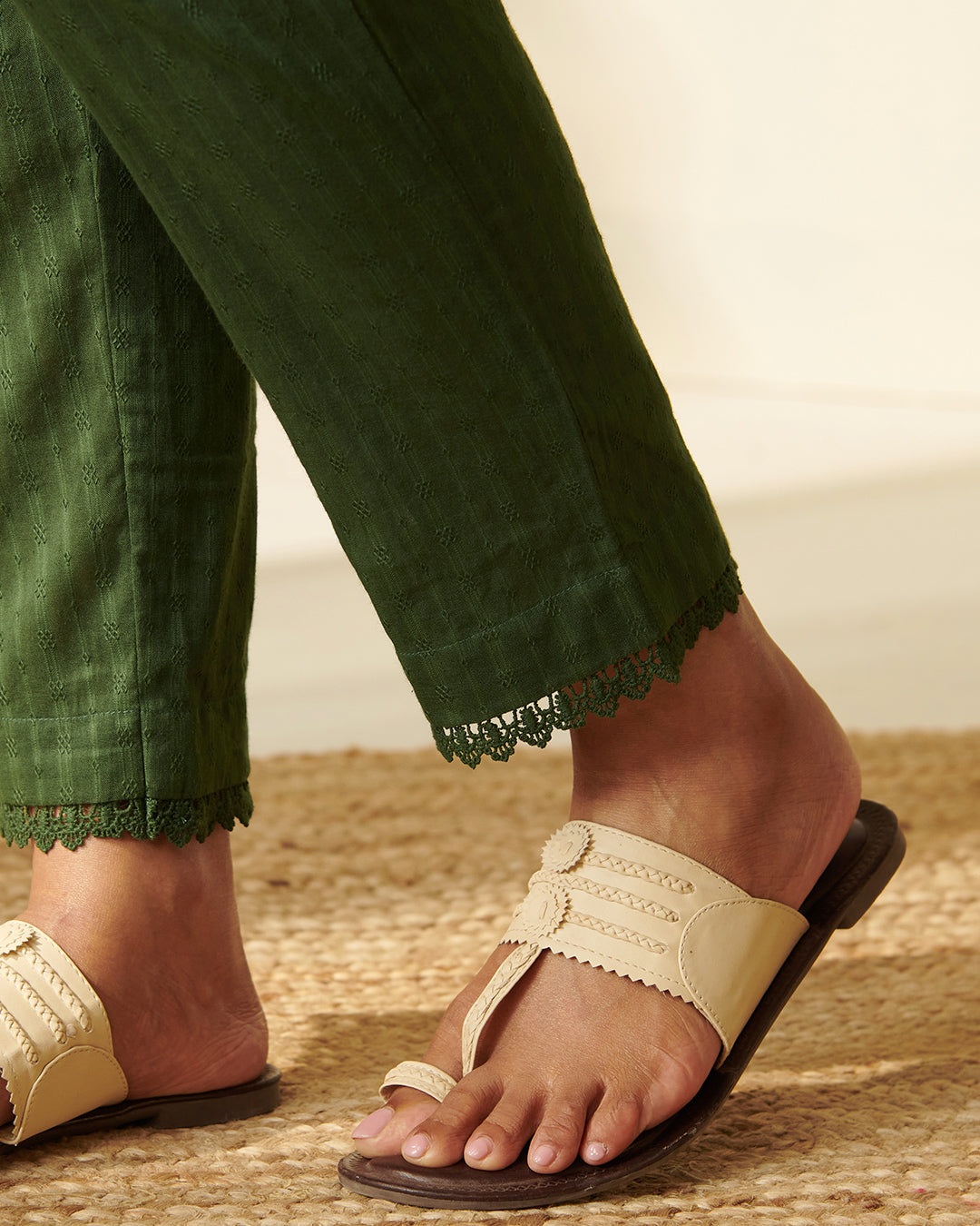 Roza Zunaira Forest Green Narrow Pants