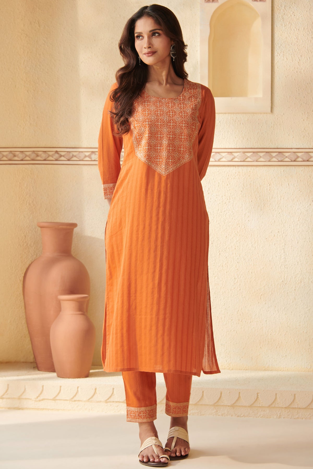 Mehraab Mihira Orange Kurta