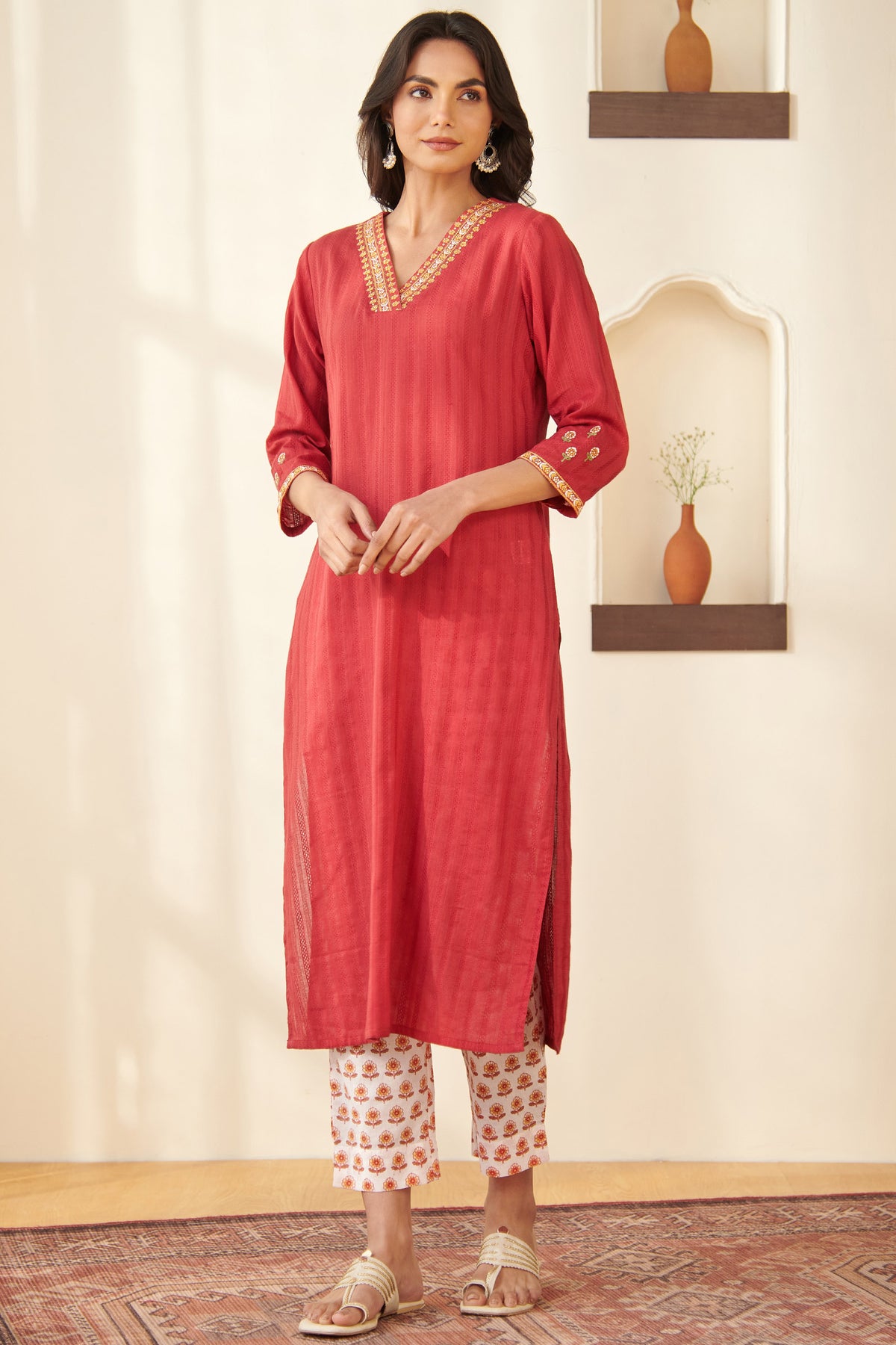 Mehraab Mehr White Sanganeri Narrow Pants