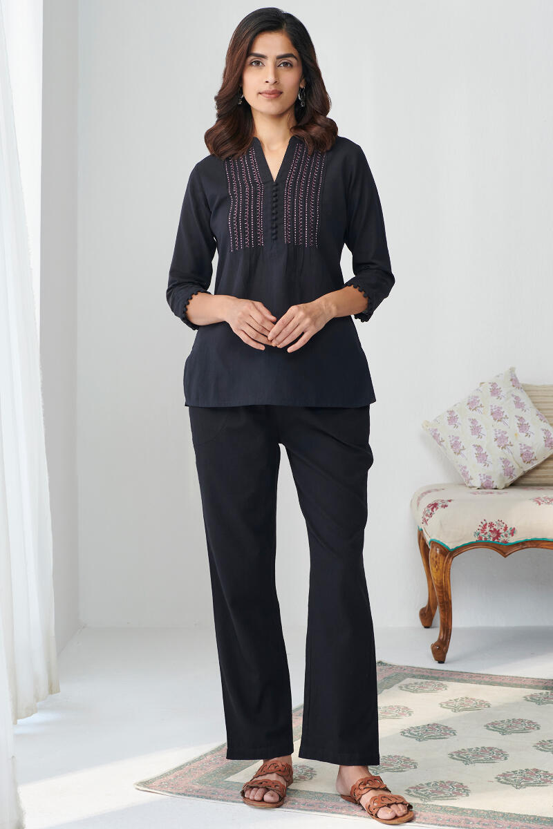 Kashida Black Handloom Top