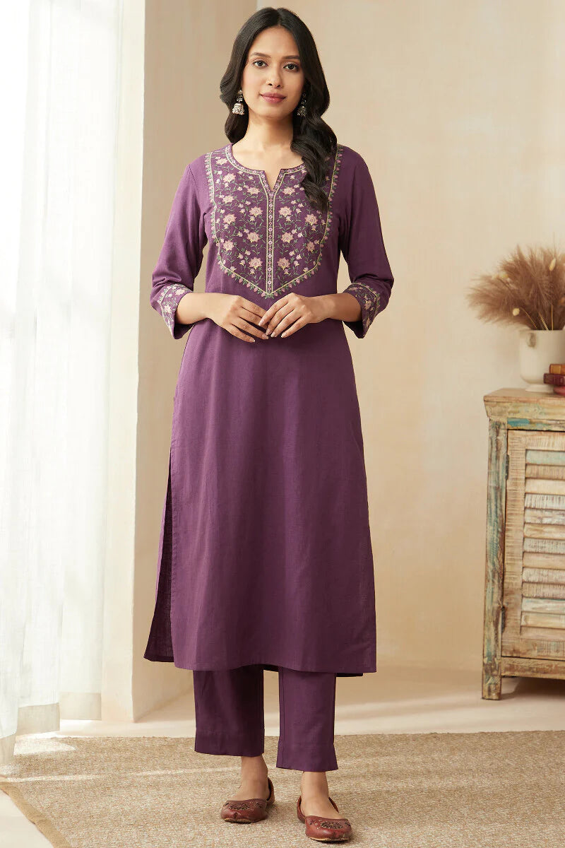 Surplus: Roza Zoya Dark Purple Kurta