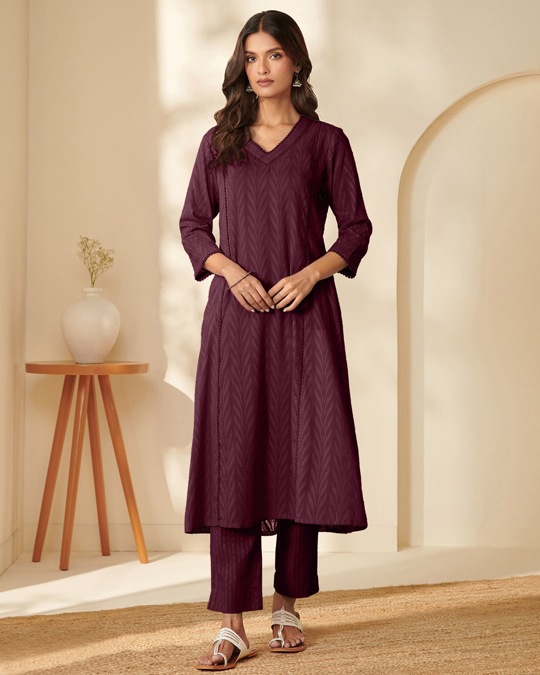 Roza Fariah Wine Narrow Pants