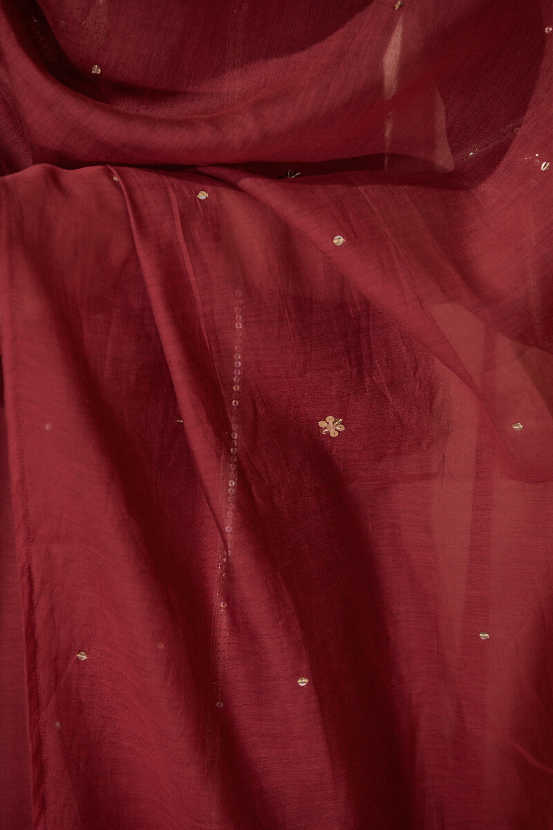 Shirin Chaand Red Cotton Silk Dupatta