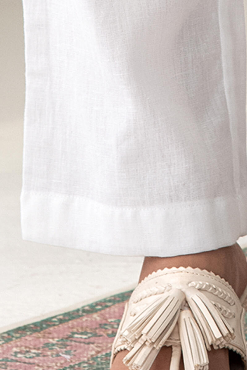 Roza White Flax Cotton Pants